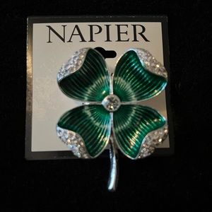 Napier Emerald green flower pendant with diamonds.